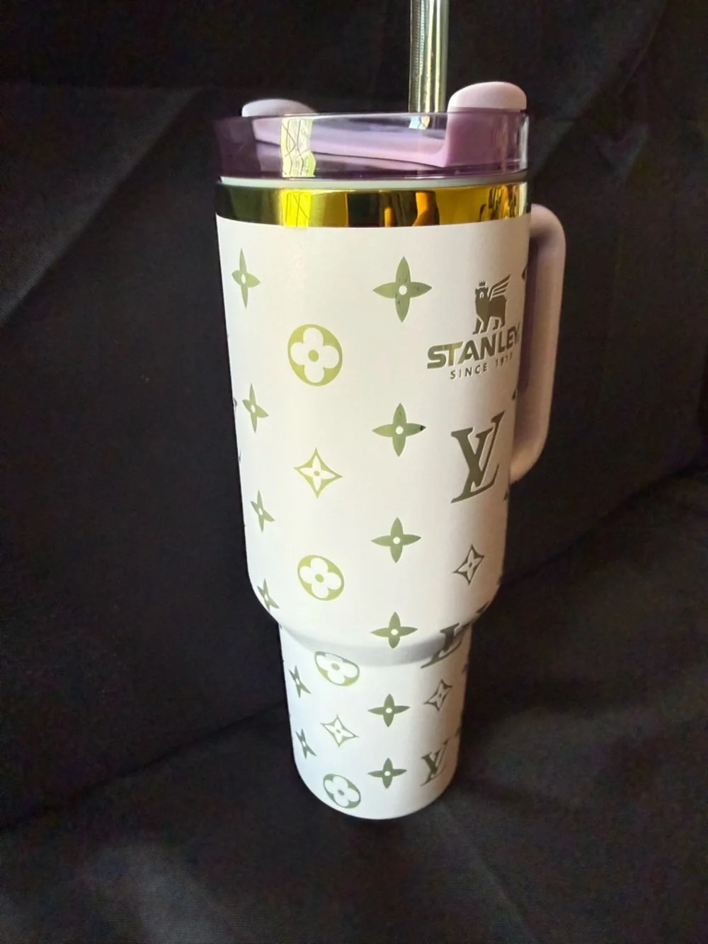 New Stanley 40oz Lavender Oil Slick Laser LEngravedV Tumbler Straw (No Box) - Picture 3 of 6